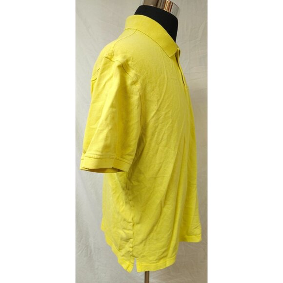 Izod Silk Wash Mens Large Yellow Short Sleeve Logo Golf Rugby Preppy Polo Shirt - Picture 7 of 11